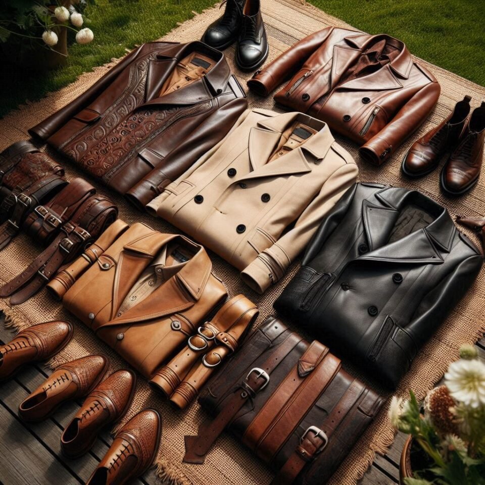 Picture of a collection of elegant leather clothes